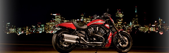 2017 Harley-Davidson® red on the street motorcycle at night.